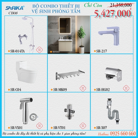 Combo 08 - Trọn Bộ Thiết Bị Vệ Sinh Phòng Tắm SARIKA