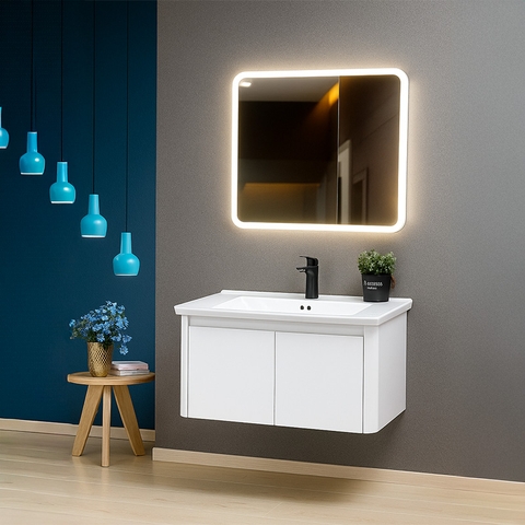 Tủ Lavabo Góc SARIKA® TLB51 Nhôm Cao Cấp Gương Led