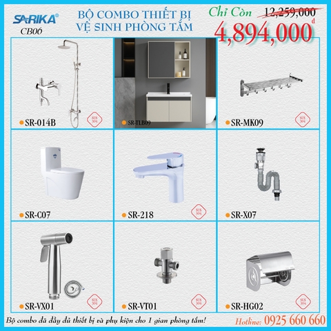 Combo 06 - Trọn Bộ Thiết Bị Vệ Sinh Phòng Tắm SARIKA