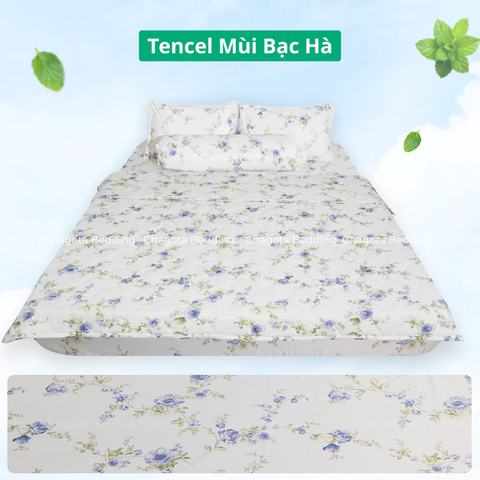 Bộ Chăn Ga Gối Ice Mint BH50 Hương Bạc Hà Đặc Trưng, Kháng Khuẩn Nhiều Họa Tiết 1m8