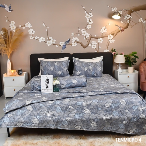 Bộ Chăn Ga Gối Tencel Microfiber 04 Mát Lạnh Kháng Khuẩn 5 Món 1m4x2m