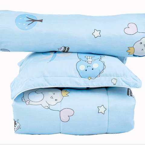 Bộ Nệm Trẻ Em Chagota Thế Giới Khủng Long 5 Món Rayon Microfiber Kháng Khuẩn 75x115cm