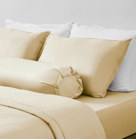 Ga Giường Lẻ Lụa Ice Silk Vàng Ấm Áp, Drap Nệm Bo Chun Mềm Mát, Mát Lạnh 1m4