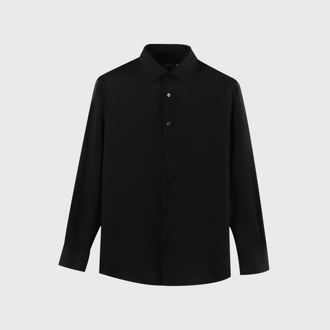 Sơ Mi Dài Tay Vải Sợi Tre Cao Cấp Form Fitted - W030.Đen