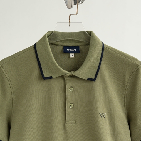 Áo Polo Cộc Tay Cotton Cao Cấp Form Fitted - W051.Rêu