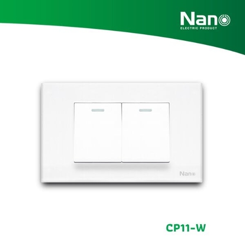 BỘ MẶT NHỰA + 2 CÔNG TẮC TO  CP11-W