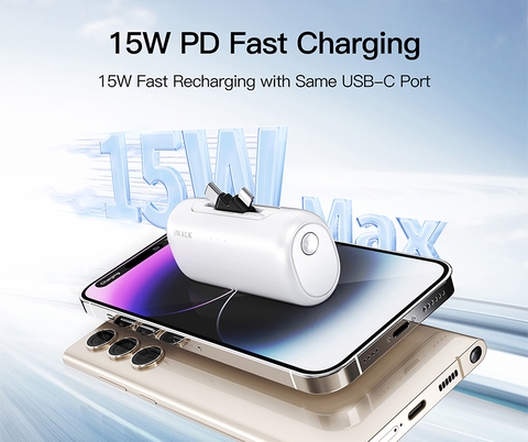 Sạc Dự Phòng iWALK LinkPod Switch 5000mAh – 2 Đầu Lightning & Type-C, Sạc Nhanh 15W Tương Thích Mọi Thiết Bị