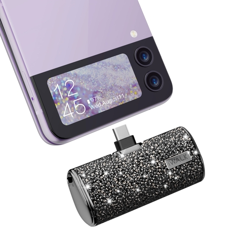 Sạc Dự Phòng Lấp Lánh iWALK – 4500mAh, 2 Cổng Lightning & USB-C, Đính Đá Sang Trọng, Nhỏ Gọn Như Thỏi Son