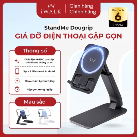 Giá đỡ điện thoại iWALK StandMe Duogrip – Từ tính mạnh – Điều chỉnh độ cao & góc nhìn – Gập gọn tiện mang theo