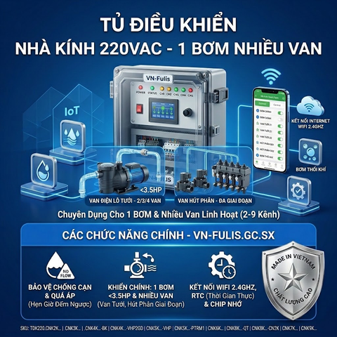 TỦ ĐIỀU KHIỂN CHUYÊN NHÀ KÍNH 220VAC - 1 BƠM NHIỀU VAN