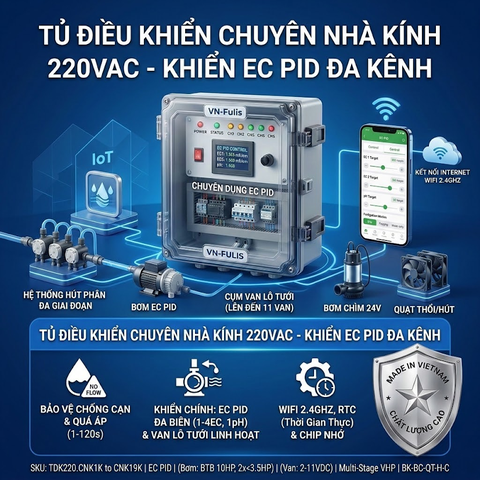 TỦ ĐIỀU KHIỂN CHUYÊN NHÀ KÍNH 220VAC - KHIỂN EC PID