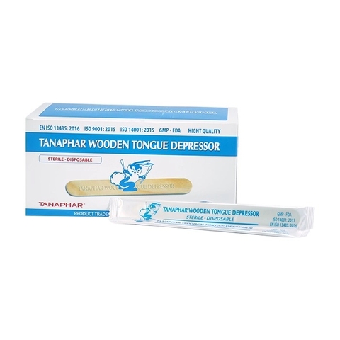 Que đè lưỡi gỗ Tanaphar – tiệt trùng, dùng 1 lần, đạt chuẩn ISO & GMP, hỗ trợ vệ sinh – thao tác trong studio tattoo