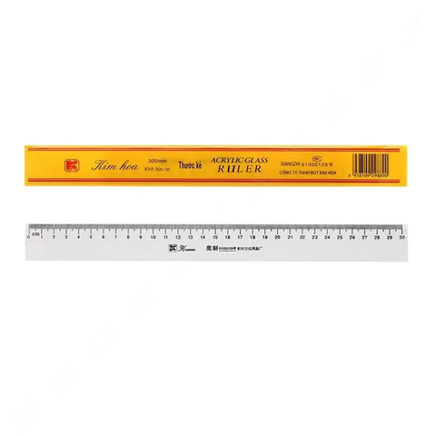 Thước kẻ nhựa trong Kewen 30cm – vạch chia milimet rõ nét, nhựa cứng không cong vênh, phù hợp studio tattoo và văn phòng phẩm