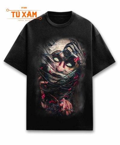Áo thun hình xăm – Hopeless – unisex form rộng tay lỡ, cotton 100% 250gsm, in DTG siêu thoáng, thiết kế tattoo art cao cấp,  độc quyền Master Tú Đen