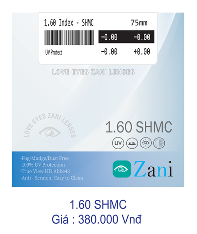 Tròng kính Zani 1.60 SHMC
