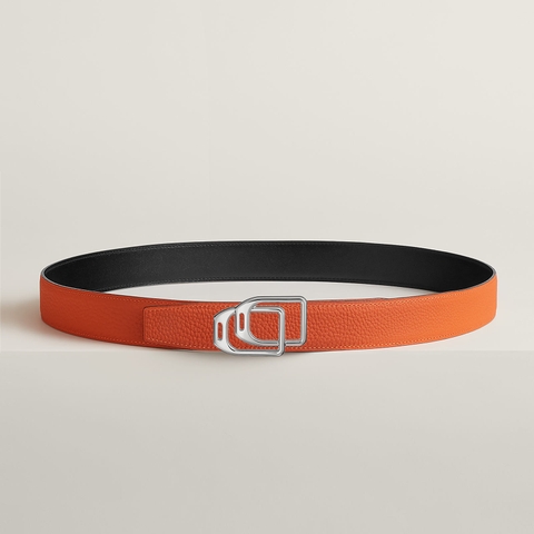 Jockey au Carre belt buckle & Reversible leather strap 32 mm