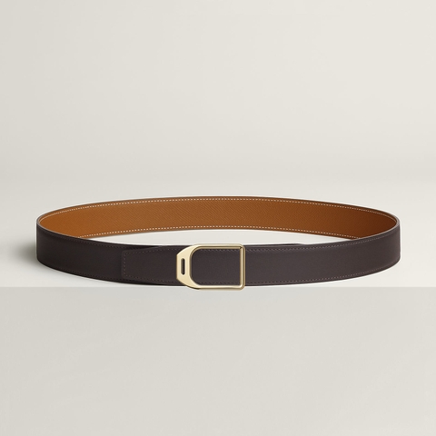 Jockey belt buckle & Reversible leather strap 32 mm