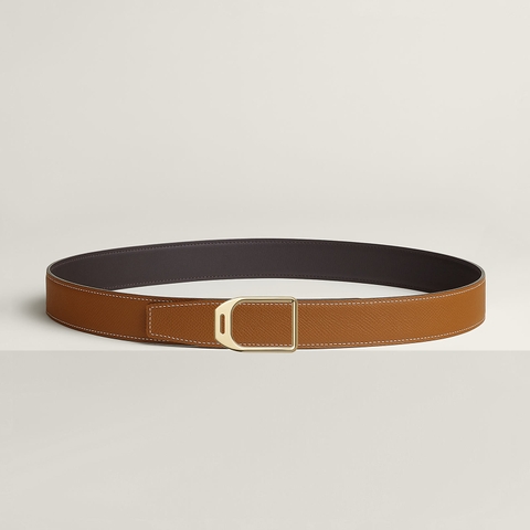 Jockey belt buckle & Reversible leather strap 32 mm