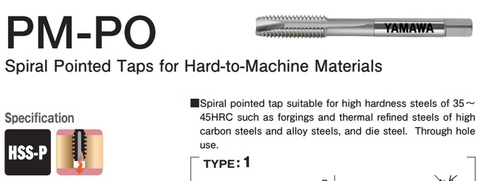 Mũi taro thẳng PM-PO Yamawa - Chuyên trị thép khuôn, thép độ cứng trung bình cao