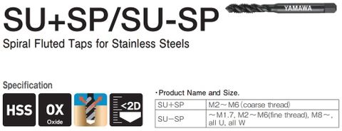 Mũi taro xoắn chuyên inox SU+SP/SU-SP Yamawa