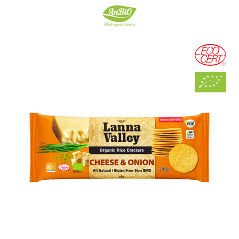 Lanna Valley Bánh gạo hữu cơ vị hành phô mai 100g