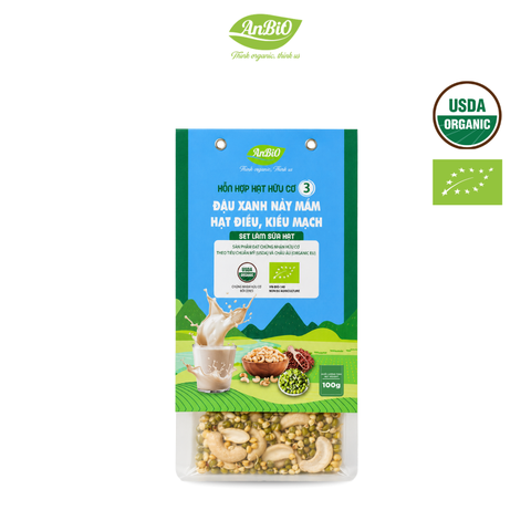Hỗn hợp hạt hữu cơ số 3 (Đậu xanh - Hạt điều - Kiều mạch)