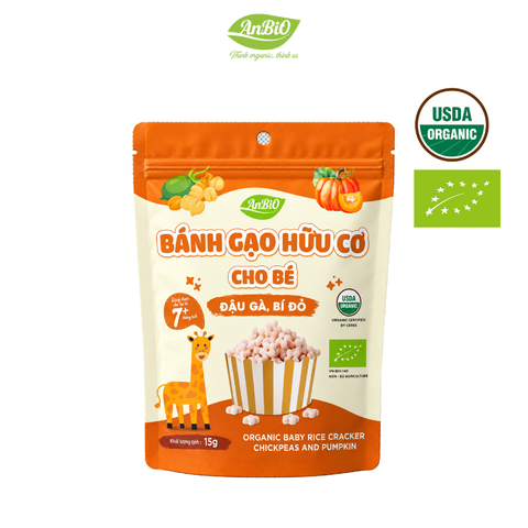 Bánh gạo hữu cơ AnBiO Vị Đậu gà - Bí đỏ 15g