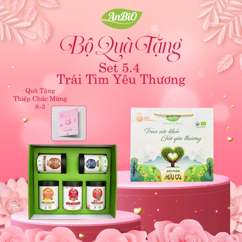 Set 5.4 xanh (hạt điều rang muối có vỏ hữu cơ, hoa cúc hữu cơ, táo đỏ hữu cơ, táo đen hữu cơ, kỷ tử hữu cơ)