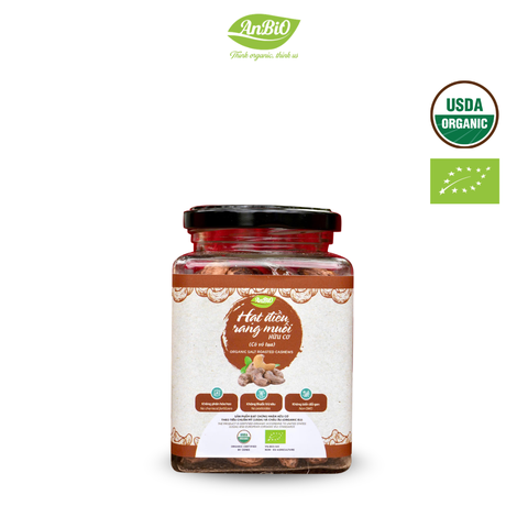 Điều rang muối hữu cơ có vỏ 200g (Lọ thủy tinh) (lọ)