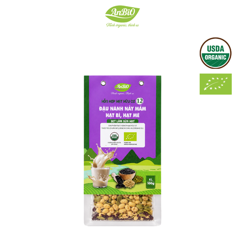 Hỗn hợp hạt hữu cơ số 12 ( Đậu nành - Hạt bí - Hạt mè HC)