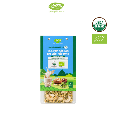 Hỗn hợp hạt hữu cơ số 3 (Đậu xanh - Hạt điều - Kiều mạch)