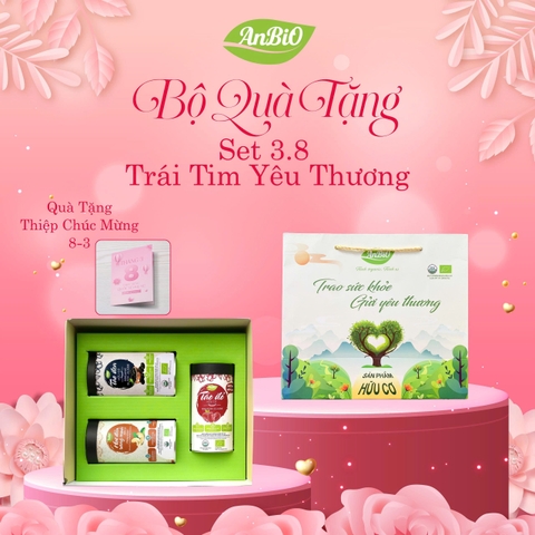 Set 3.8 xanh: Táo đen hữu cơ, táo đỏ hữu cơ, Hạt điều rang muối không vỏ hữu cơ