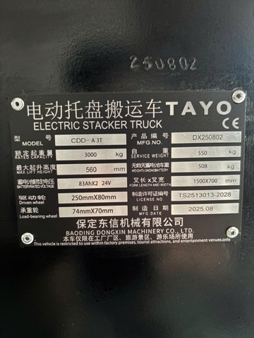 Xe nâng điện thấp 3Tx700 Plus TAYO