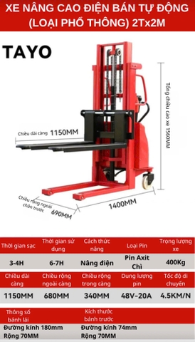 Xe nâng điện cao 2Tx2M TAYO
