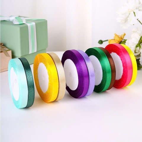 [Bông bán len] Ruy băng lụa Satin thắt nơ buộc tóc - Gói quà babytree cuộn dài 22m hoa tặng mẹ