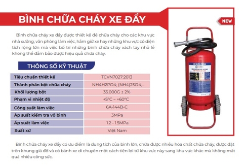 Bình chữa cháy bột ABC 35kg 83MEC Bộ Quốc Phòng dạng xe đẩy