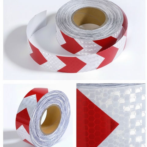 Cuộn Dán Phản Quang Mũi Tên Màu Đỏ – Khổ 5cm – Dài 45m