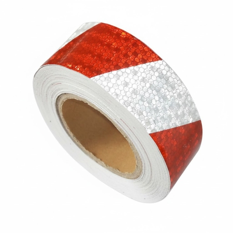 Cuộn Dán Phản Quang Màu Trắng Đỏ – Khổ 5cm – Dài 45m
