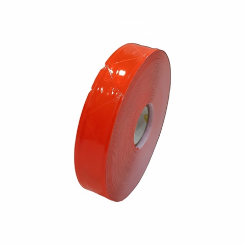 Cuộn Dây Phản Quang Nhựa Màu Đỏ Cam – Dày 0.35mm Khổ 2.5cm