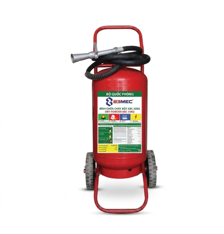 Bình chữa cháy bột ABC 35kg 83MEC Bộ Quốc Phòng dạng xe đẩy