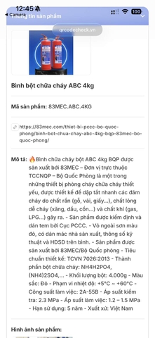 Bình Chữa Cháy Bột ABC 4kg 83MEC (BQP – Bộ Quốc Phòng)
