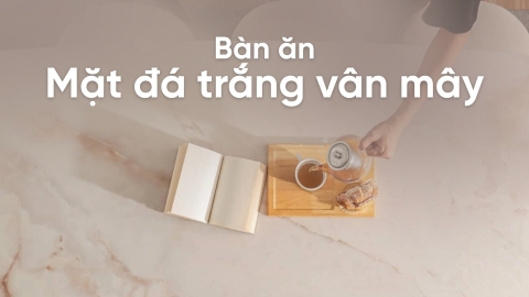 Khám phá vẻ đẹp của bàn ăn mặt đá trắng vân mây cao cấp