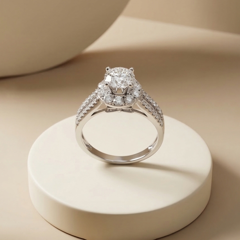 Nhẫn Platinum thiết kế Halo Cadence BN JEWELRY | 6.5 ly