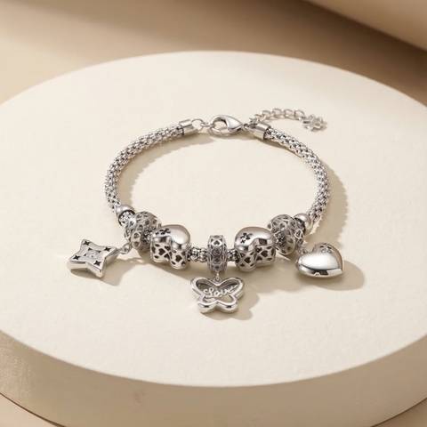 Vòng tay pandora gắn charm BN Jewelry | bộ VKY1810_E