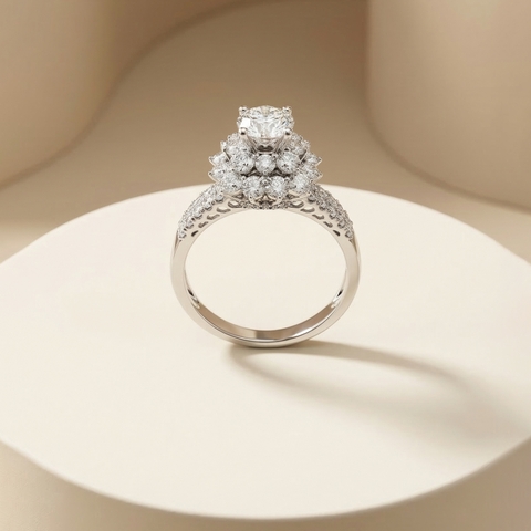 Nhẫn Platinum thiết kế Halo Duo Daffney BN JEWELRY | 5.5 ly