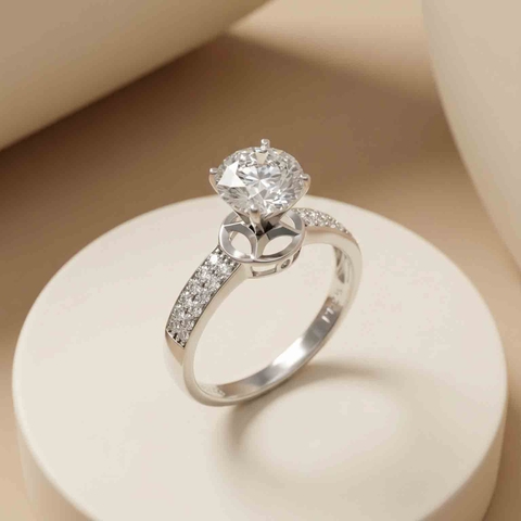 Nhẫn Platinum thiết kế Floral Petal Pavé BN JEWELRY | 7.0 Ly