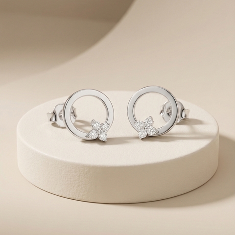 Bông tai GF 14K thiết kế Hoa tuyết đính đá moissanite BN JEWELRY