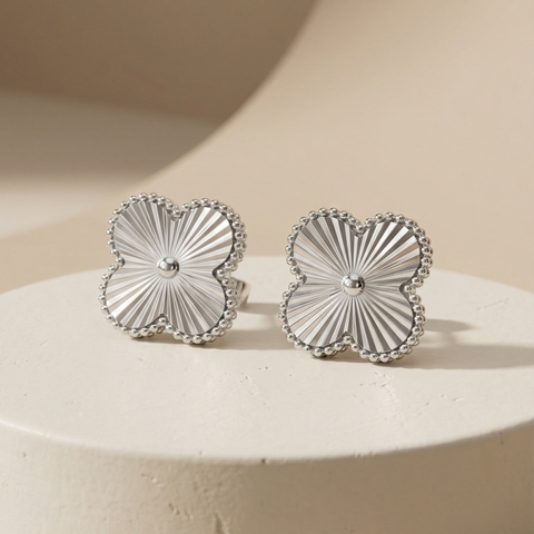 Bông tai PLATINUM thiết kế Cỏ Bốn Lá Lucky Clover BN JEWELRY | 10 Ly