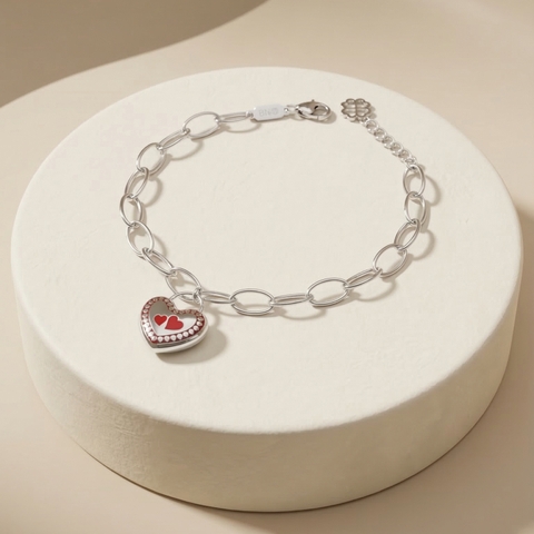 Lắc tay GF 14K  paperclip chain trái tim Amora Lock BN JEWELRY