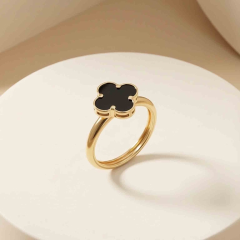 Nhẫn trơn mặt cỏ 4 lá đính đá BN JEWELRY | 10.0 Ly